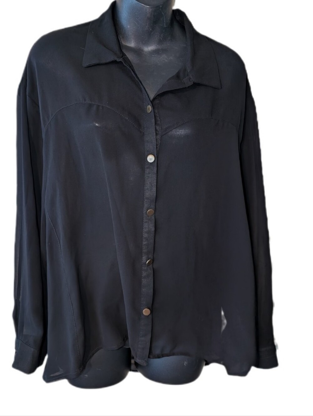 Sheer Black Blouse Size M/L